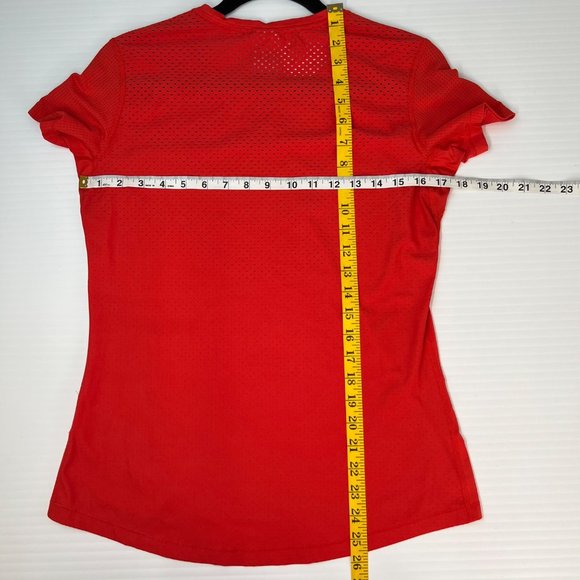 Nike Pro Womens Activewear Top Large L Dri Fit Mesh Short Sleeve Orange Shirt - Picture 10 of 14